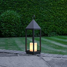 62cm Outdoor Battery Oslo Candle Lantern, Black
