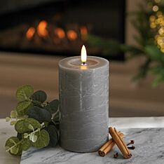 Grey Battery Real Wax Authentic Flame LED Candle, 12.5cm