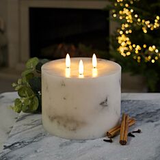 3 Wick Marble Battery Wax Authentic Flame Candle