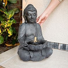 Plug In Outdoor Buddha Water Feature with Light