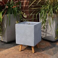 Plug In Outdoor Square Stone Effect Water Feature with Light