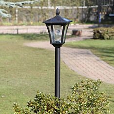 Black Solar Security Lamp Post, Warm White LEDs, 1.2m