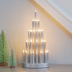 33cm Silver Tiered Effect Candle Bridge, 33 Warm White LEDs
