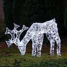 80cm Outdoor Acrylic Grazing Reindeer Figure, White LEDs