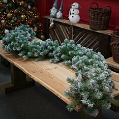 2.7m Frosted Christmas Garland with Pinecones