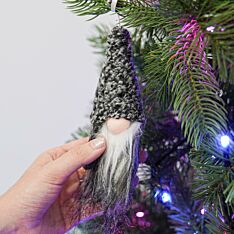 13cm Dark Grey Fur Gonk Christmas Tree Decoration
