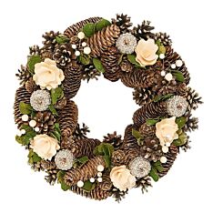 36cm Cream and Gold Decoration Chrismtas Wreath