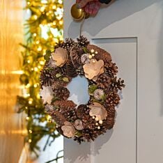 36cm Cream and Gold Decoration Christmas Wreath