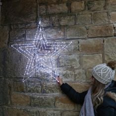 77cm Hanging Firefly Star Silhouette, 230 White Flashing LEDs