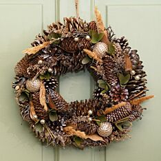 36cm Gold Leaf and Pinecone Christmas Wreath