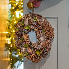 36cm Gold Leaf and Pinecone Christmas Wreath