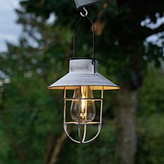 Solar Grey Fisherman Filament Effect LED Hanging Lantern