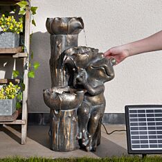 Solar Frog and Lily Pad Cascading Fountain LED Water Feature