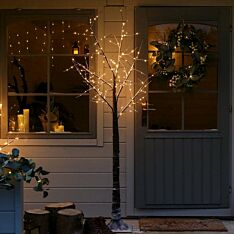 6ft Outdoor Snow Effect Twig Tree, 180 Warm White LEDs