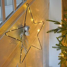50cm Battery Hanging Star with Silver Berry & Pinecones Christmas Decoration