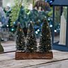 19.5cm Battery Christmas Needle Tree on Wooden Base Table Decoration