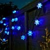 5m Indoor & Outdoor Battery Snowflake Fairy Lights, Blue LEDs, Green Cable