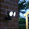 Outdoor Battery Security Twin Head Spot Light with PIR, White LEDs