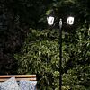 Large Black Twin Head Solar Security Lamp Post, White LEDs, 2.1m