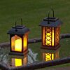 Solar Flickering Candle Lantern, Amber LED, 2 Pack