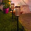 Solar Moroccan Antique Brass Stake Light, Warm White LED, 2 Pack