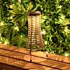35cm Solar Grey Rattan Style Table Lantern