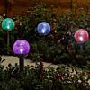 Solar Crackle Ball Stake Lights, Colour Changing LEDs, 4 Pack