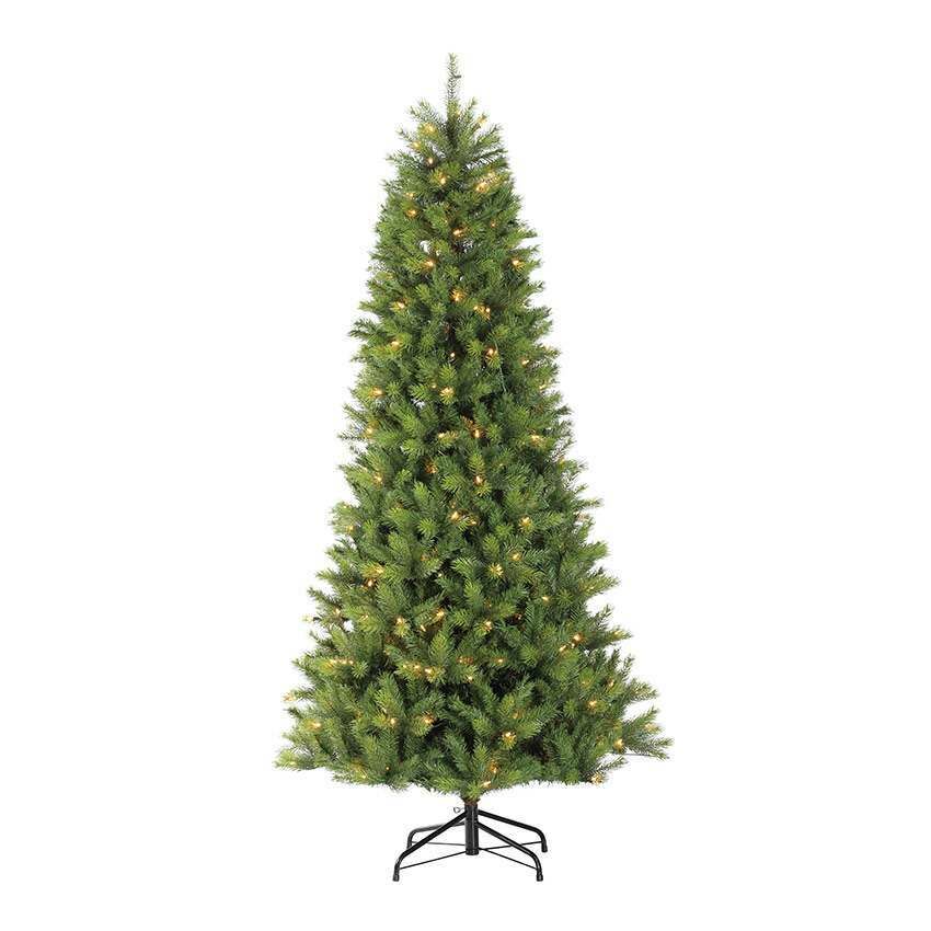 6.5ft Pre Lit Slim Kensington PE Christmas Tree, 200 Warm