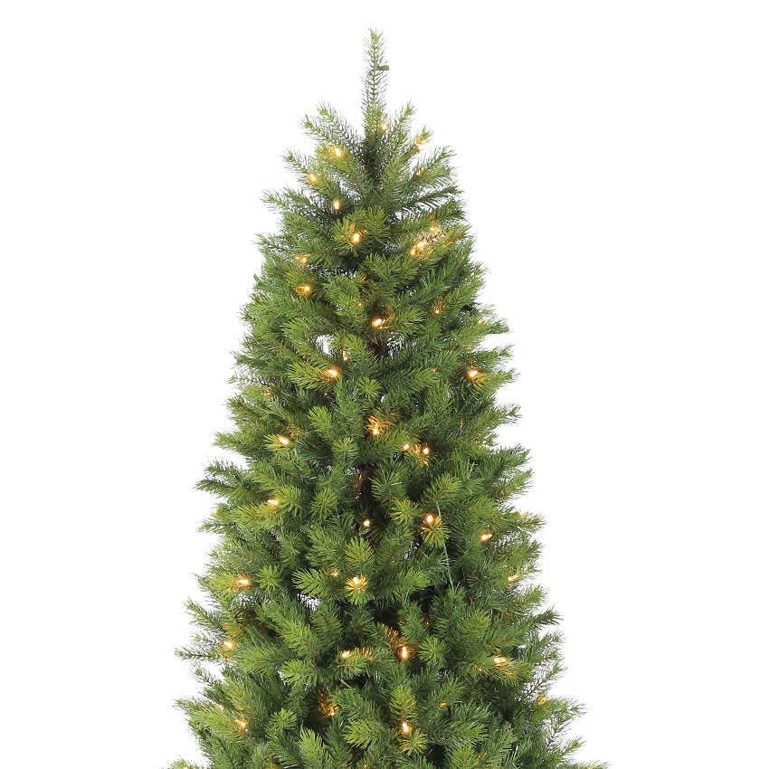 7.5ft Pre Lit Slim Kensington PE Christmas Tree, 300 Warm White LEDs