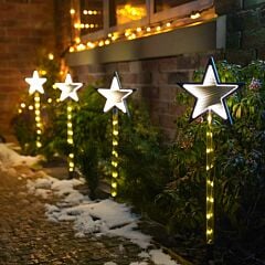 4 Outdoor Star Infinity Mirror Christmas Light Stakes 67cm