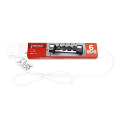 White Extension Lead, 6 Gang Way
