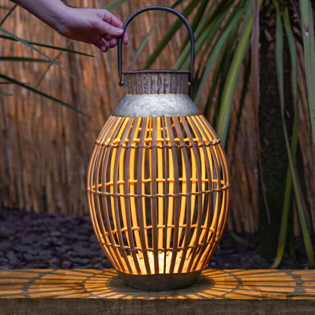 40cm Solar Hanging  Bamboo Lantern