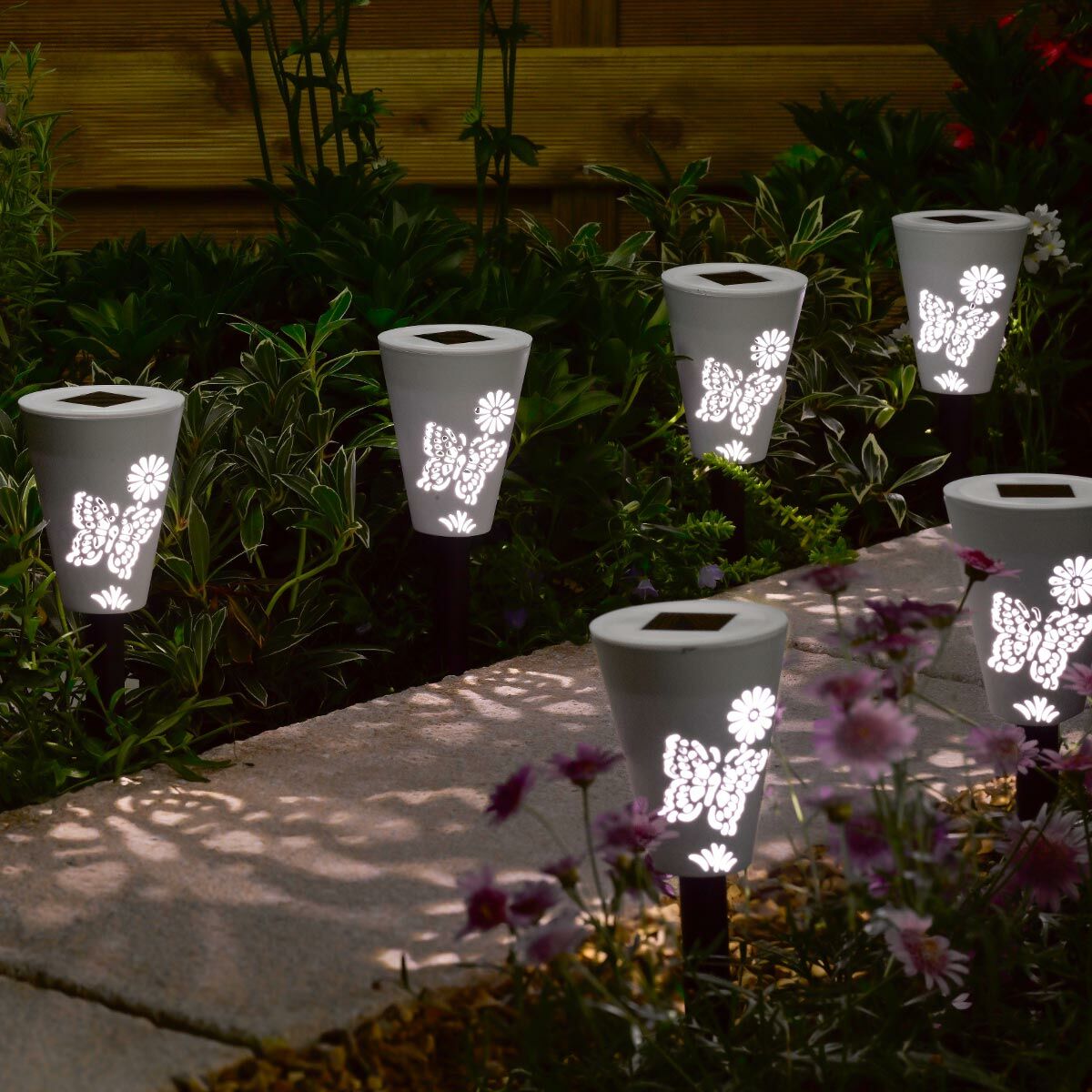 Silhouette Solar Stake Lights, Colour Changing LED, 6 Pack image 2