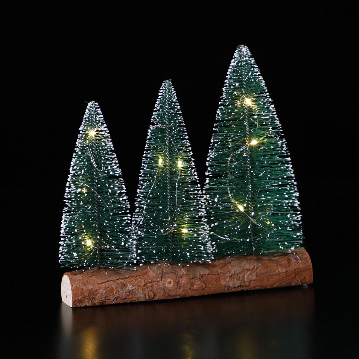19.5cm Battery Christmas Needle Tree on Wooden Base Table Decoration image 3