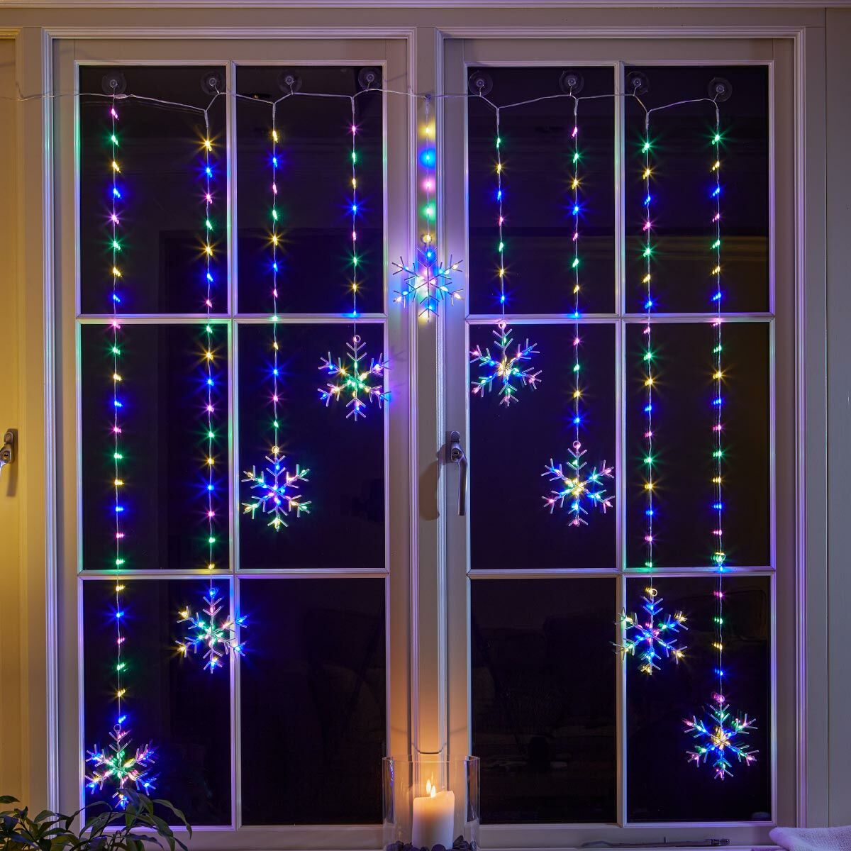 1.2m  x 1.2m Firefly Wire Snowflake Curtain Lights image 1