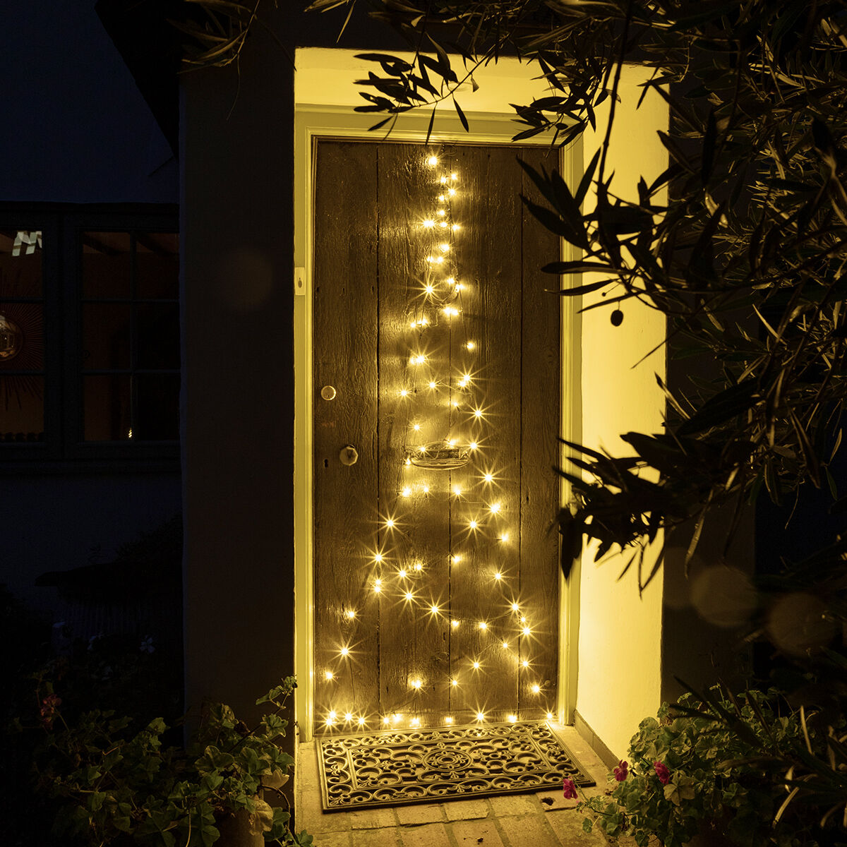 2m Outdoor Starry Night Door Light Tree, 80 Warm White LEDs image 1