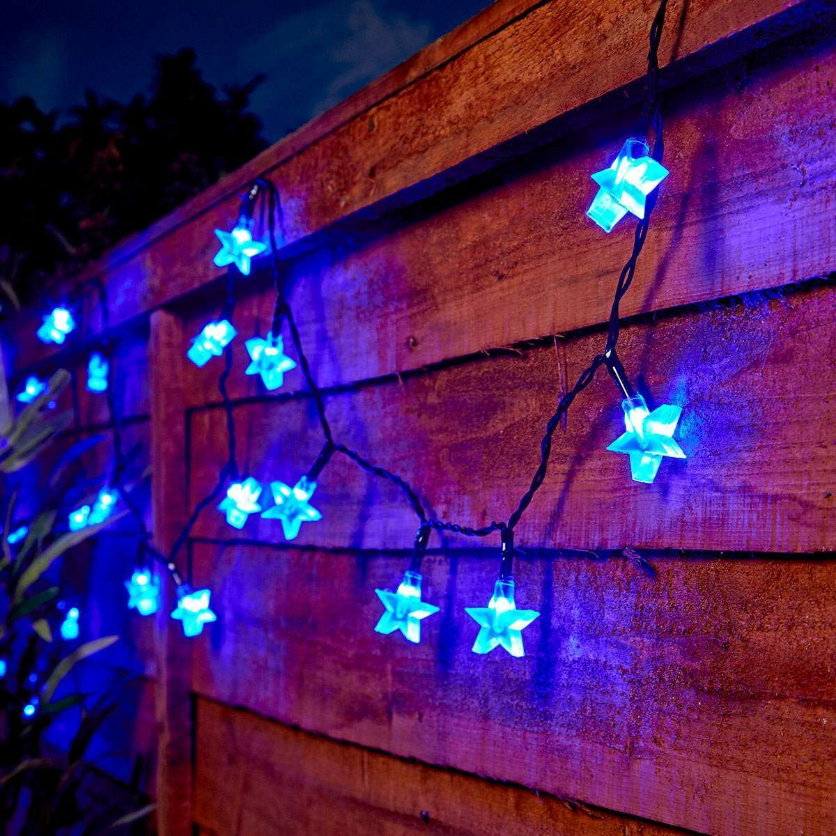 5m Indoor & Outdoor Battery Star Fairy Lights, Green Cable image 7