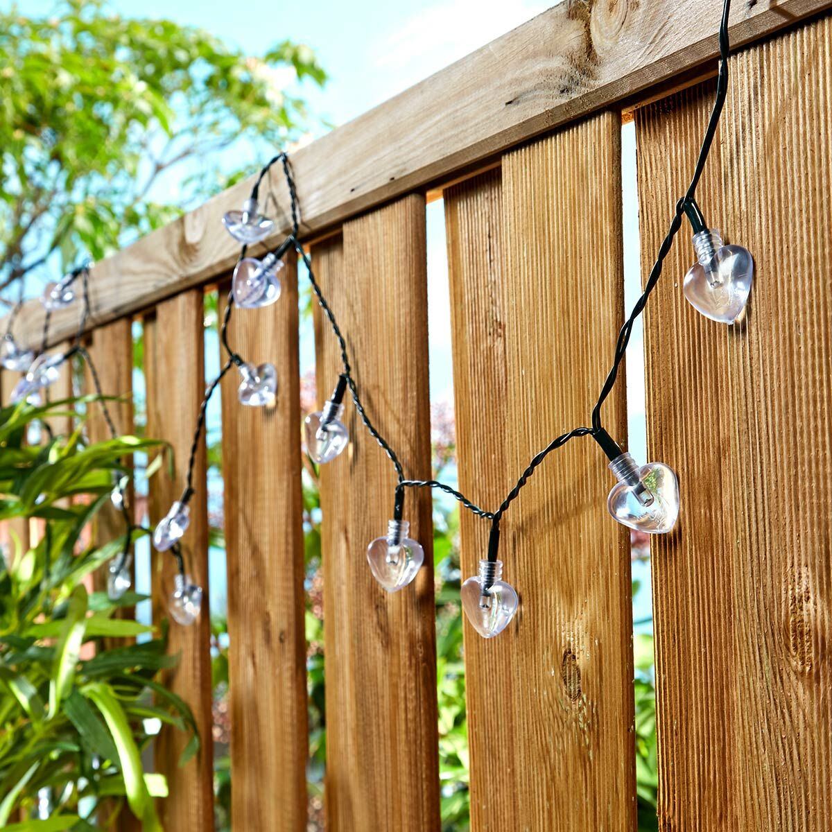 5m Indoor & Outdoor Battery Heart Fairy Lights, White LEDs, Green Cable image 4