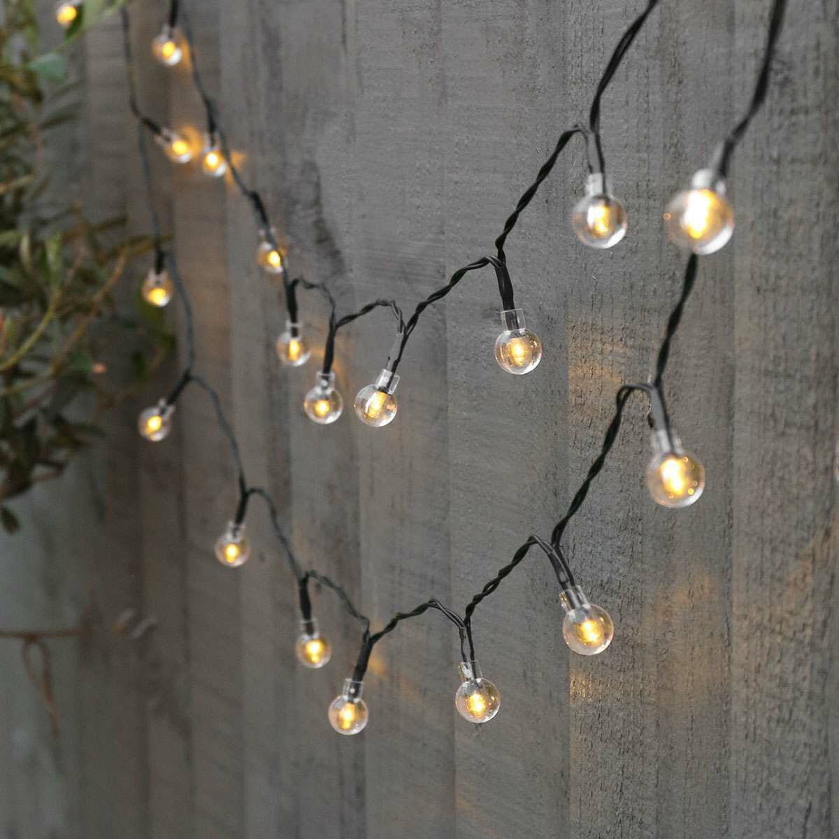 5m Indoor & Outdoor Battery Clear Berry Fairy Lights, Warm White LEDs, Green Cable image 2