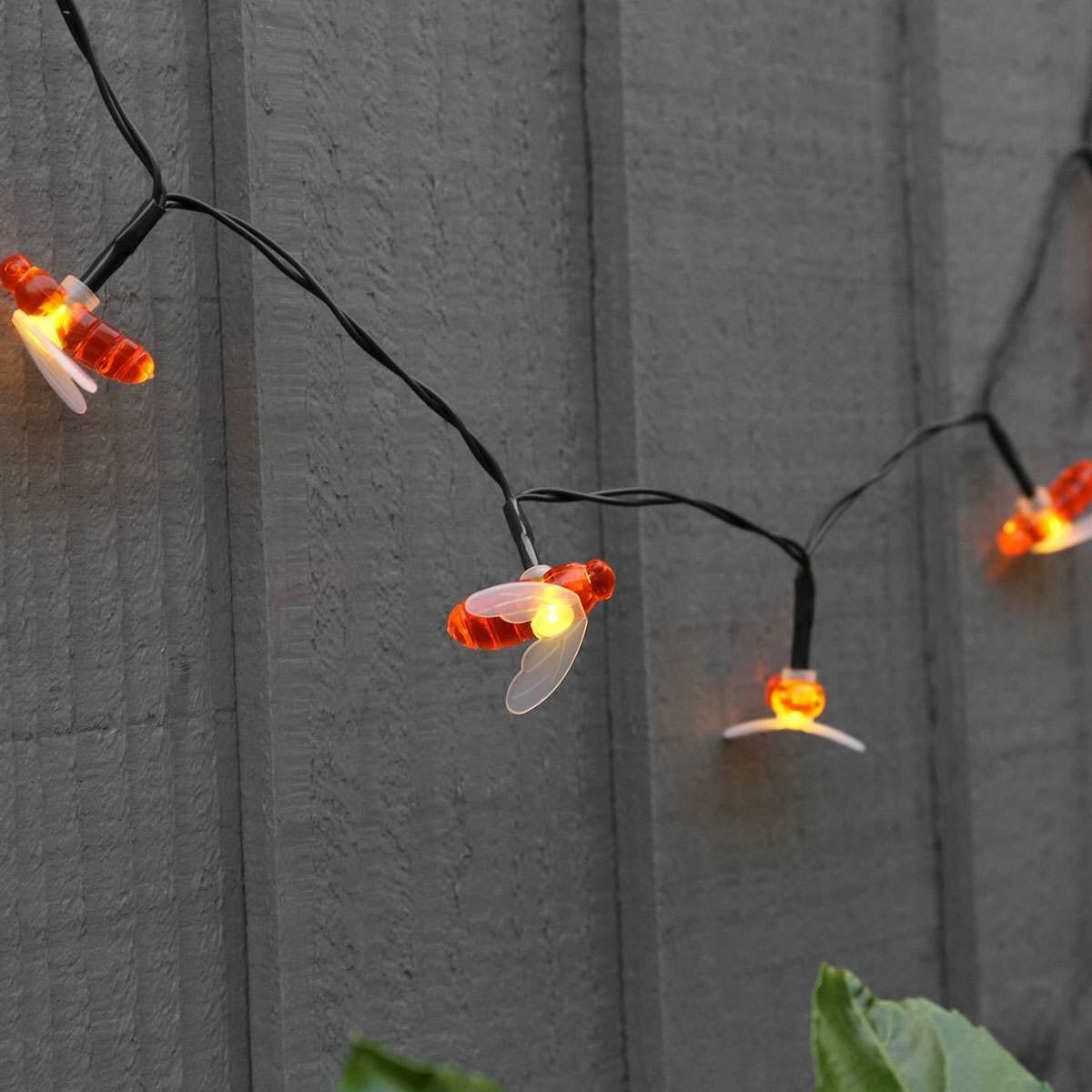 2m Outdoor Battery Bee Fairy Lights, Warm White LEDs, Green Cable image 5