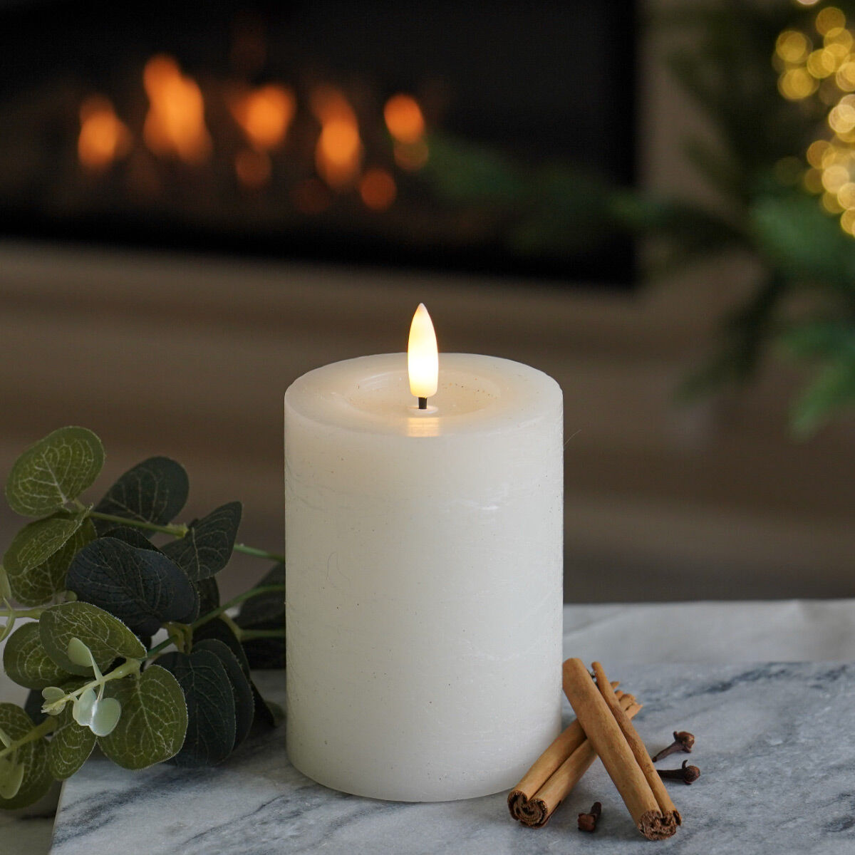 White Battery Real Wax Authentic Flame LED Candle, 10cm image 2