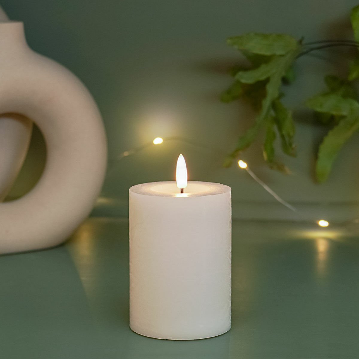 White Battery Real Wax Authentic Flame LED Candle, 10cm image 7