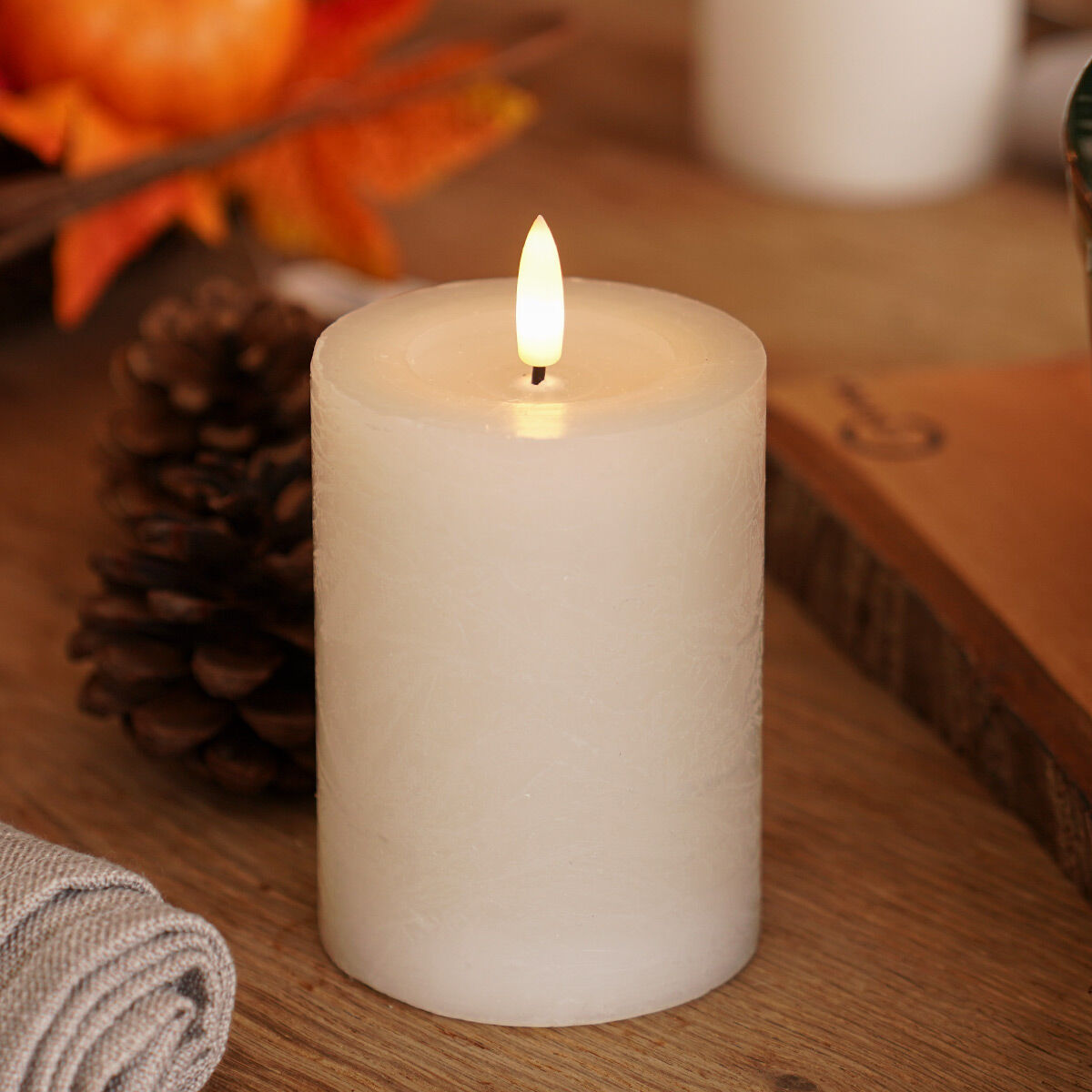 White Battery Real Wax Authentic Flame LED Candle, 10cm image 3