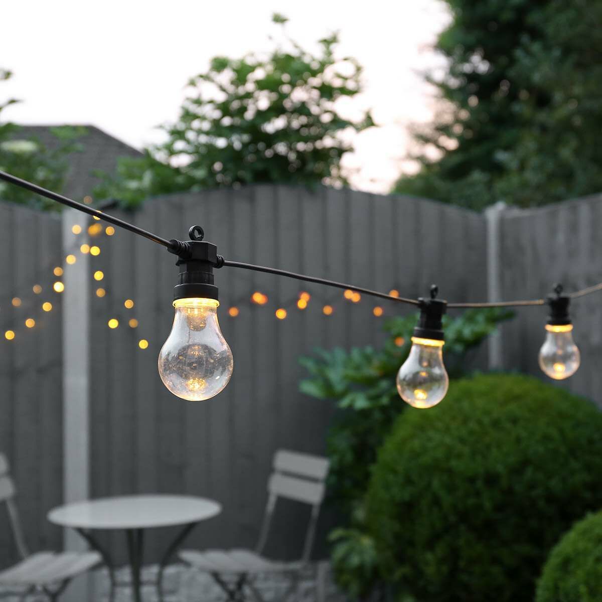 5m Large Traditional Festoon Lights, Connectable, 10 Clear Warm White Bulbs, Black Cable image 7