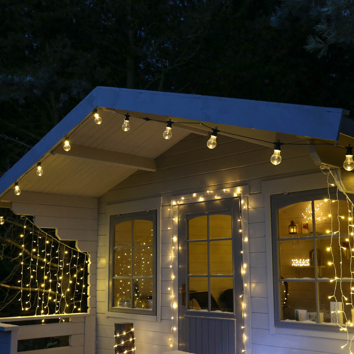 5m Large Traditional Festoon Lights, Connectable, 10 Clear Warm White Bulbs, Black Cable image 5
