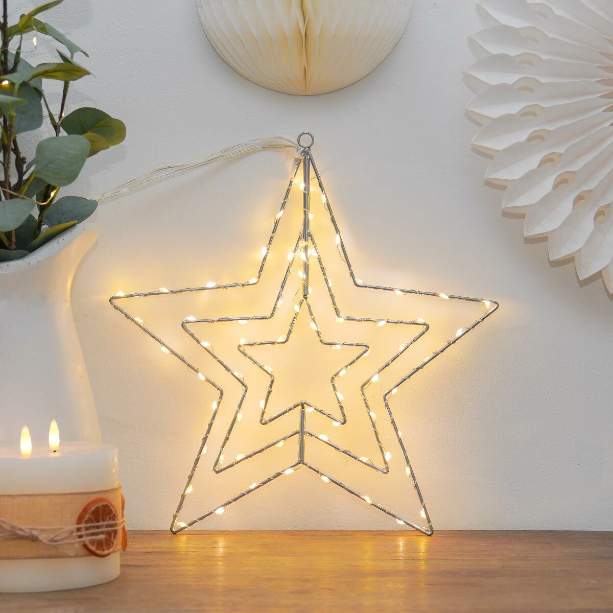 ConnectGo® Outdoor 3 Framed Wire Star Christmas Silhouette, Connectable image 4