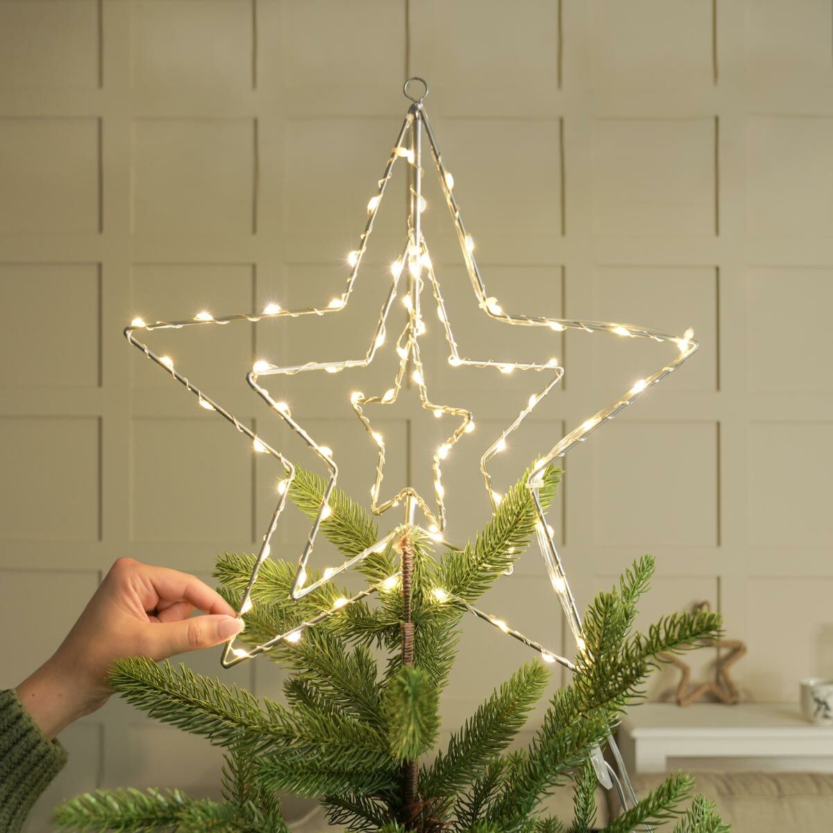 ConnectGo® Outdoor 3 Framed Wire Star Christmas Silhouette, Connectable image 3