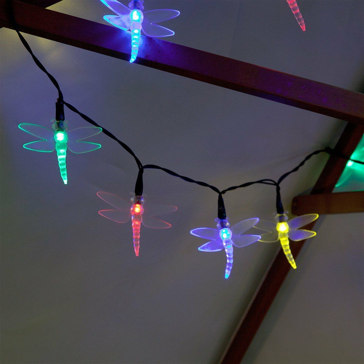 Solar Multi Function Dragonfly Fairy Lights, 50 Multi Colour LEDs, 5m image 3