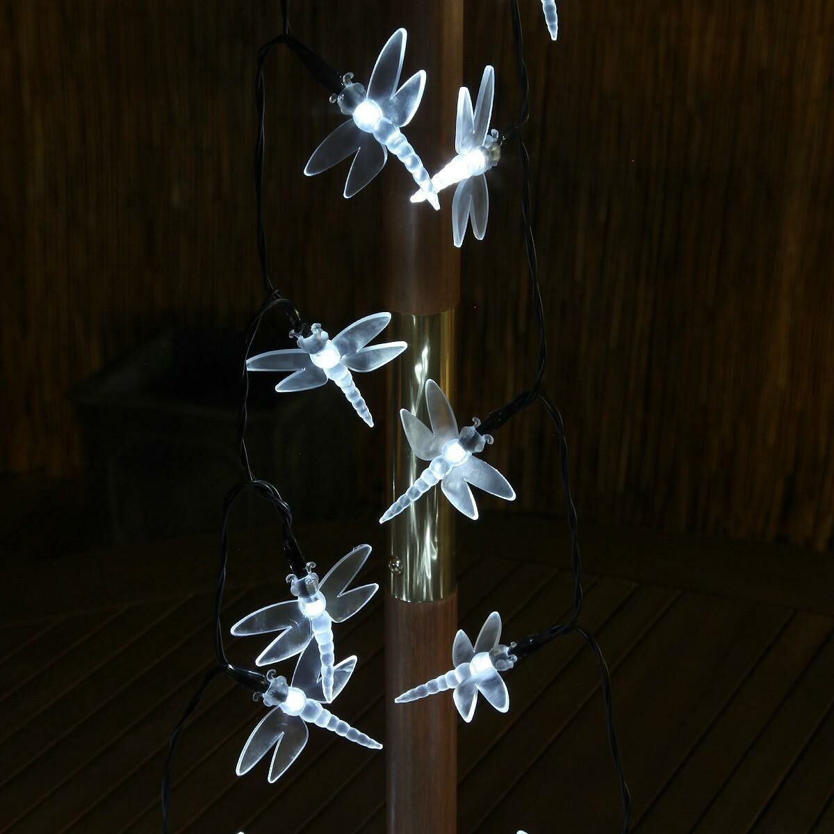 Solar Multi Function Dragonfly Fairy Lights, 100 White LEDs, 10m image 7