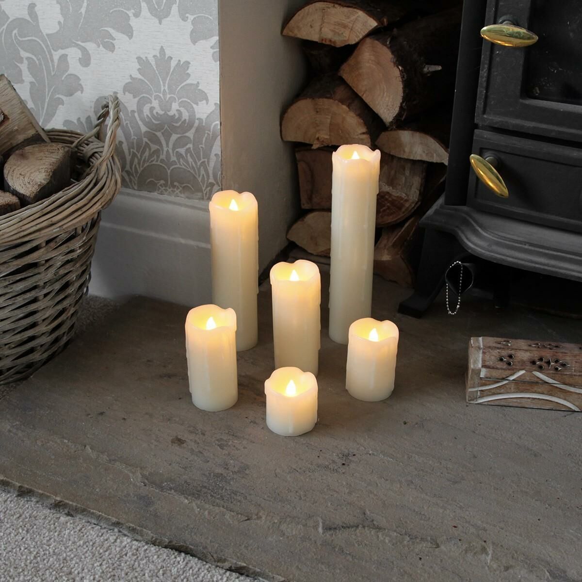 6 Battery Flickering Dripping Wax Pillar LED Candles image 6